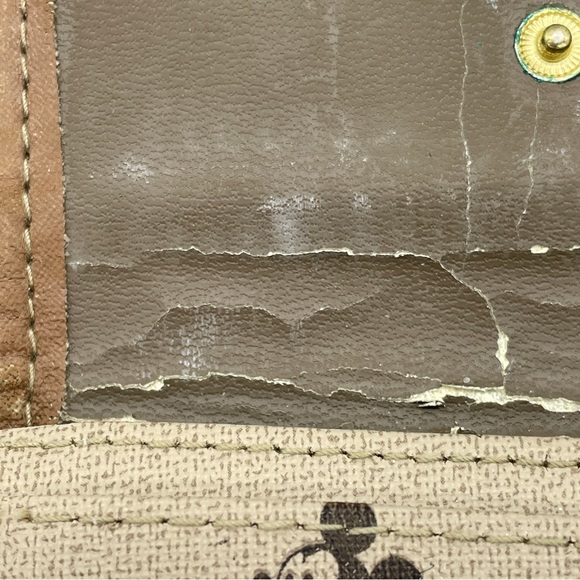 Mickey Mouse Disney Wallet Coin Purse Credit Card Holder Beige Key Chain - Picture 5 of 11